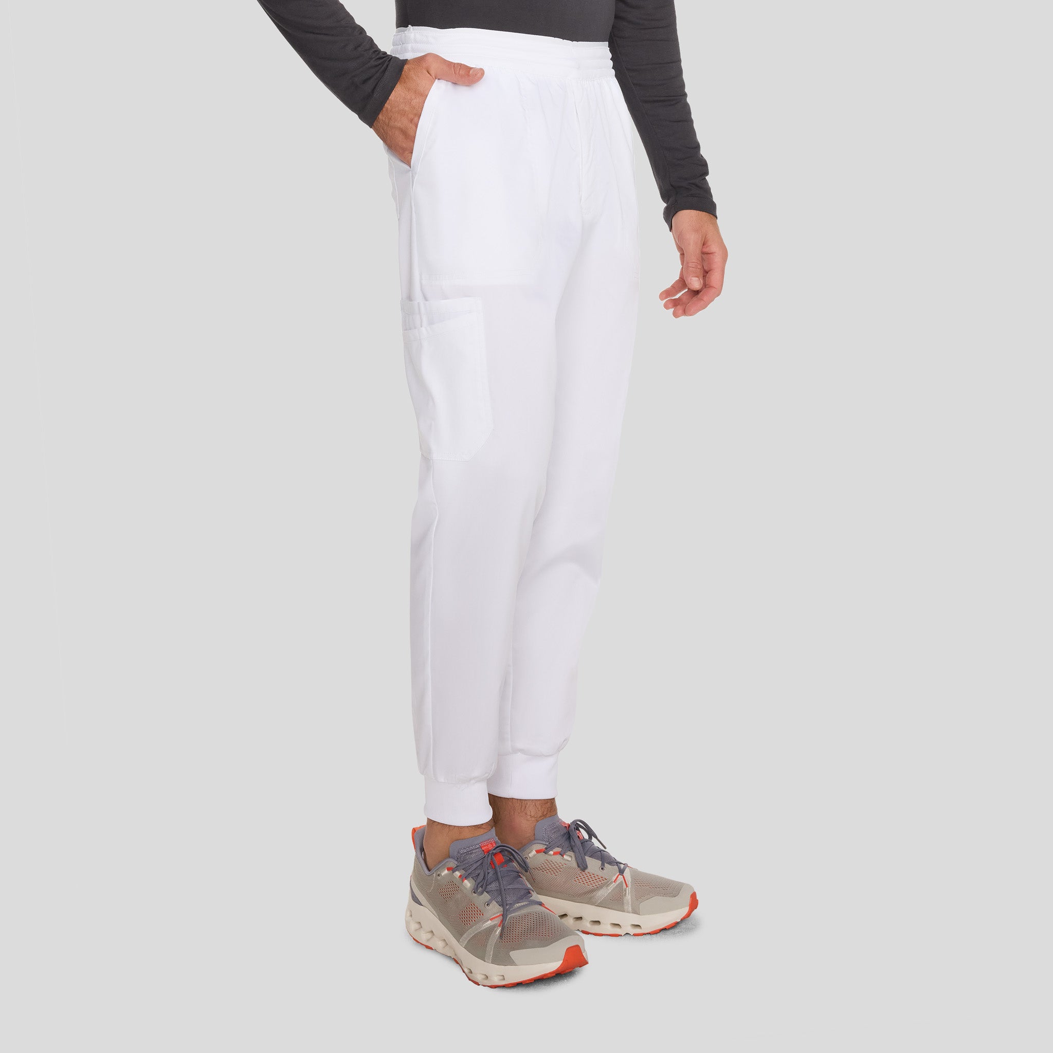 Men's Mesh Trim Jogger Scrub Pant | White