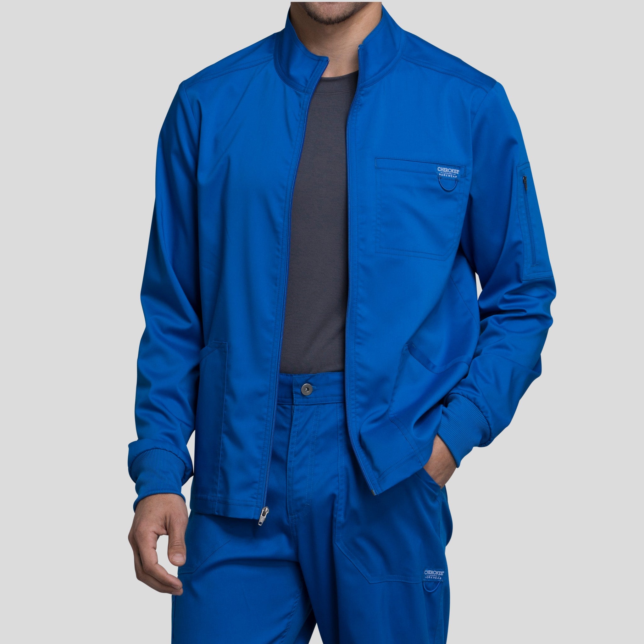 Men's Zip Front Scrub Jacket | Royal