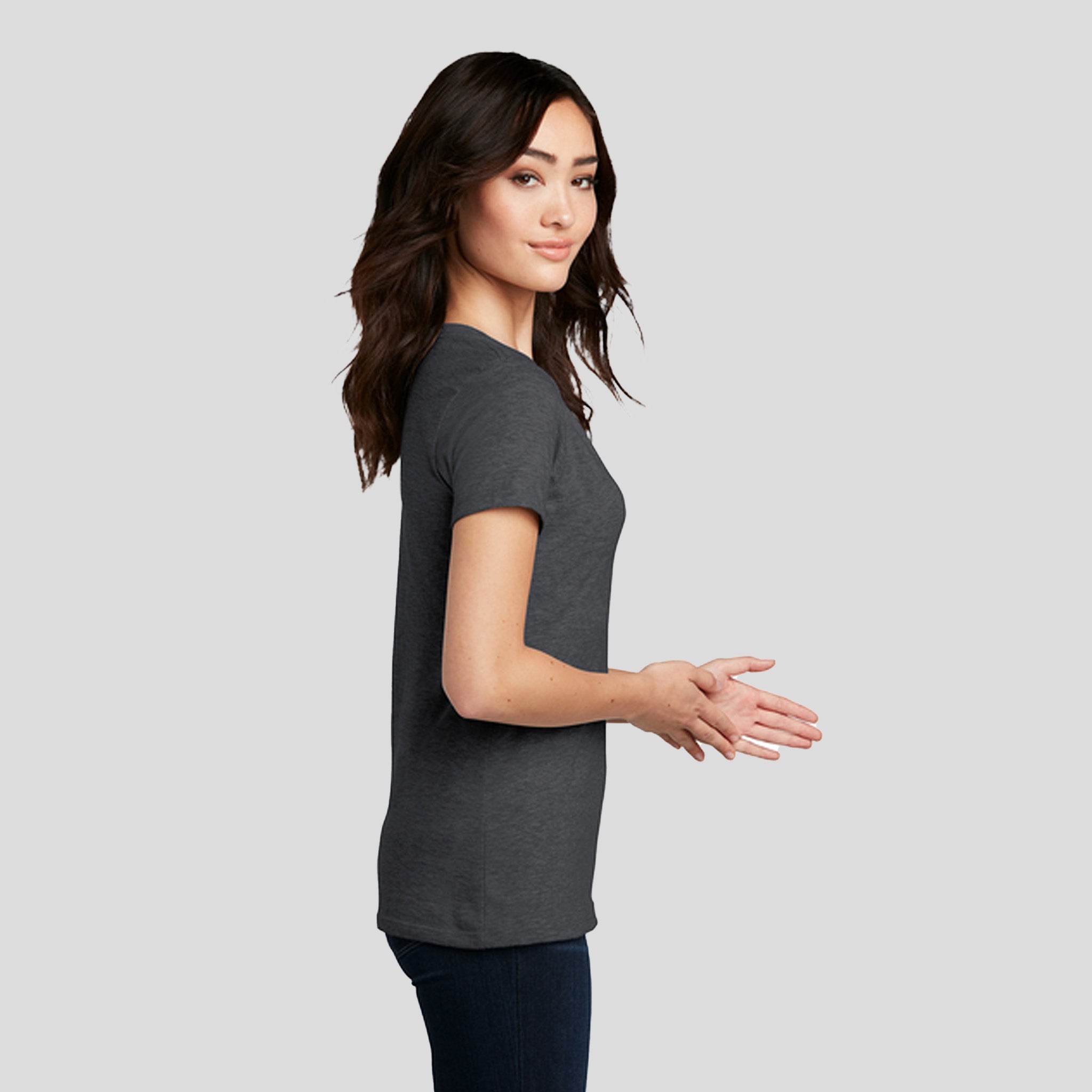 Women’s Perfect Blend® CVC V-Neck Tee | Heathered Charcoal